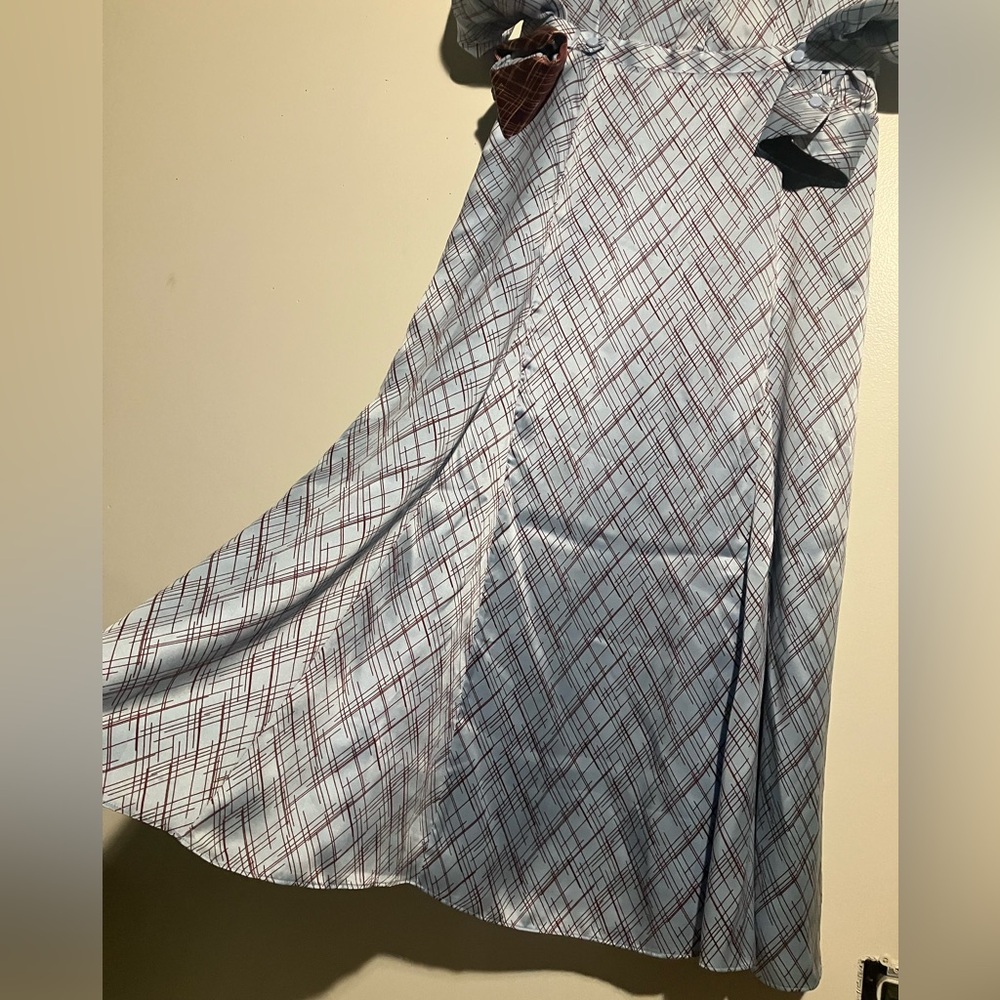 Equipment Blue and Rust red Plaid Long Sleeve Dress - Picture 7 of 15